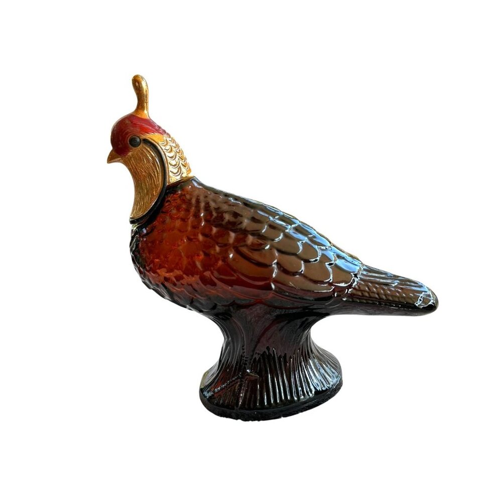 Vintage Glass Quail Bird Figurine Statue - Empty Bottle
